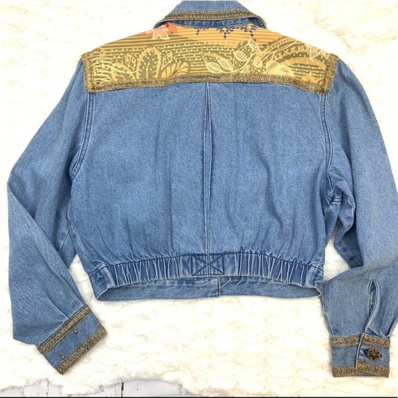Vintage Cache Embellished Shimmer Trim Jean Jacket - Picture 2 of 6